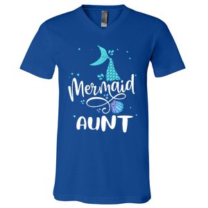 Mermaid Aunt Funny Aunt Family Matching Party Squad Gift V-Neck T-Shirt