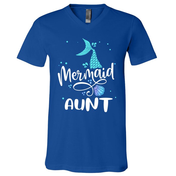 Mermaid Aunt Funny Aunt Family Matching Party Squad Gift V-Neck T-Shirt