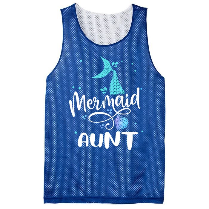 Mermaid Aunt Funny Aunt Family Matching Party Squad Gift Mesh Reversible Basketball Jersey Tank