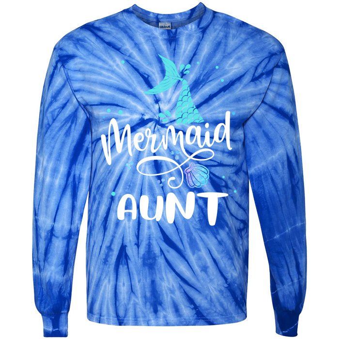 Mermaid Aunt Funny Aunt Family Matching Party Squad Gift Tie-Dye Long Sleeve Shirt