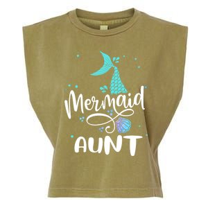 Mermaid Aunt Funny Aunt Family Matching Party Squad Gift Garment-Dyed Women's Muscle Tee