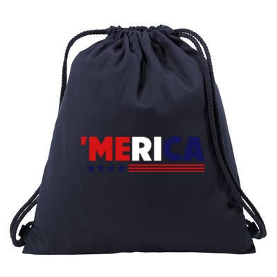 Merica American Flag Celebrate 4th Of July Patriotic Drawstring Bag