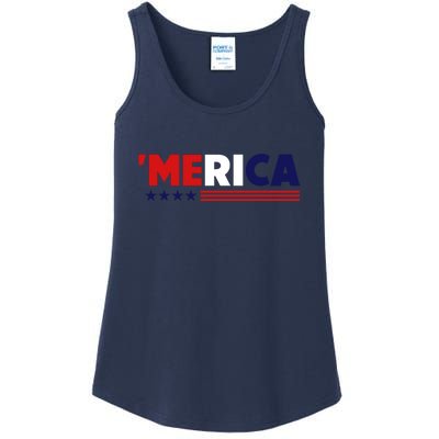 Merica American Flag Celebrate 4th Of July Patriotic Ladies Essential Tank