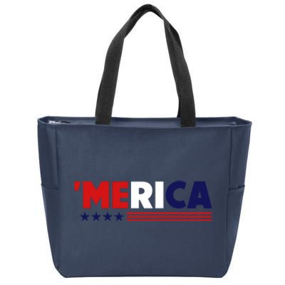 Merica American Flag Celebrate 4th Of July Patriotic Zip Tote Bag