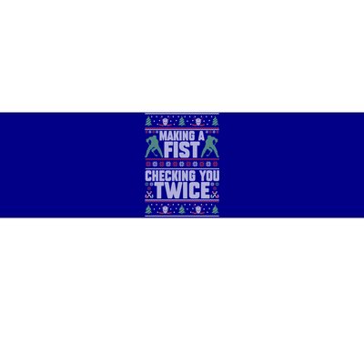 Making A Fist Checking You Twice Hockey Player Christmas Cool Gift Bumper Sticker