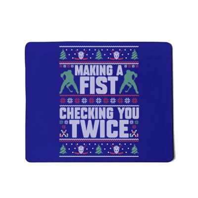 Making A Fist Checking You Twice Hockey Player Christmas Cool Gift Mousepad