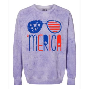 Merica American Flag Colorblast Crewneck Sweatshirt