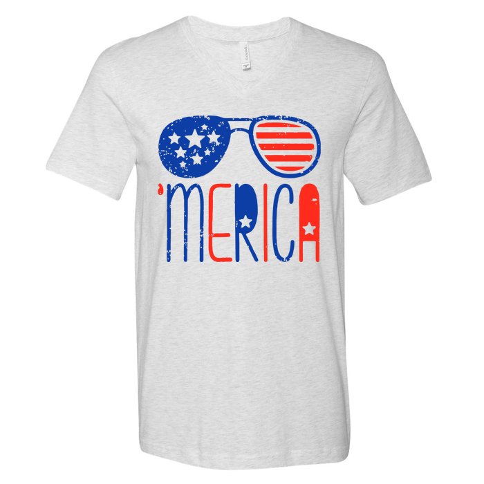 Merica American Flag V-Neck T-Shirt