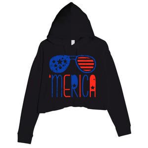 Merica American Flag Crop Fleece Hoodie