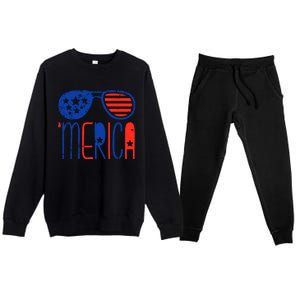 Merica American Flag Premium Crewneck Sweatsuit Set