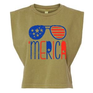 Merica American Flag Garment-Dyed Women's Muscle Tee