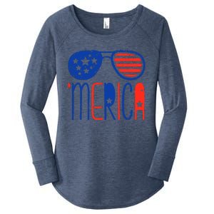 Merica American Flag Women's Perfect Tri Tunic Long Sleeve Shirt