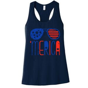 Merica American Flag Women's Racerback Tank