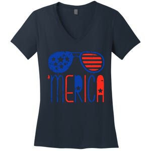 Merica American Flag Women's V-Neck T-Shirt