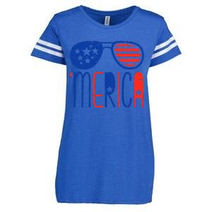 Merica American Flag Enza Ladies Jersey Football T-Shirt