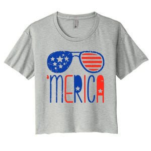 Merica American Flag Women's Crop Top Tee