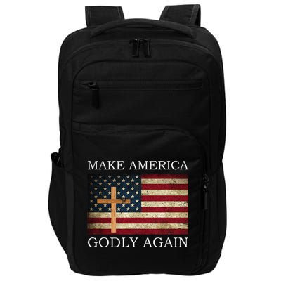 Make America Godly Again American Flag Cross Jesus Impact Tech Backpack
