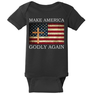 Make America Godly Again American Flag Cross Jesus Baby Bodysuit