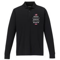 Make America Great Britain Again W Flags Performance Long Sleeve Polo