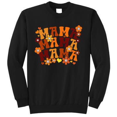 Mama Autumn Groovy Hippie Flowers Mother's Day Sweatshirt