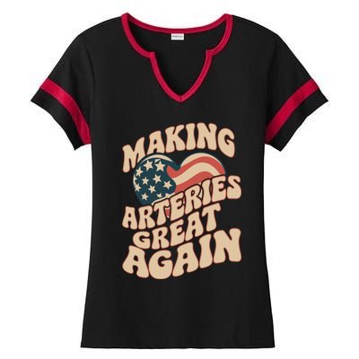 Making Arteries Great Again Cute Gift Ladies Halftime Notch Neck Tee