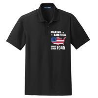 Making America Great Since 1945 Birthday Dry Zone Grid Polo