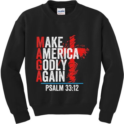 Make America Godly Again Psalm 33 12 Kids Sweatshirt