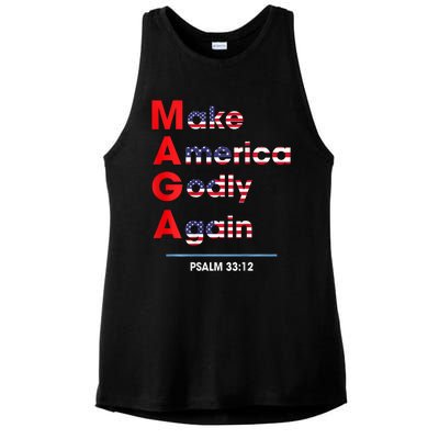 Make America Godly Again (On Back) Ladies PosiCharge Tri-Blend Wicking Tank