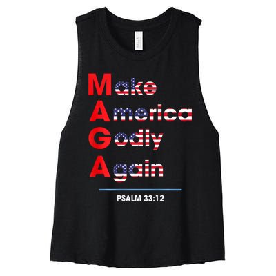 Make America Godly Again (On Back) Women's Racerback Cropped Tank