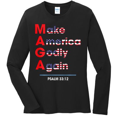 Make America Godly Again (On Back) Ladies Long Sleeve Shirt