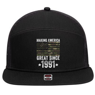 Making America Great Since 1991 30th Birthday 30 Years Old Cute Gift 7 Panel Mesh Trucker Snapback Hat