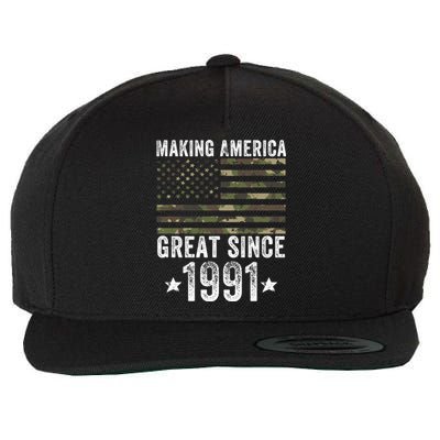 Making America Great Since 1991 30th Birthday 30 Years Old Cute Gift Wool Snapback Cap