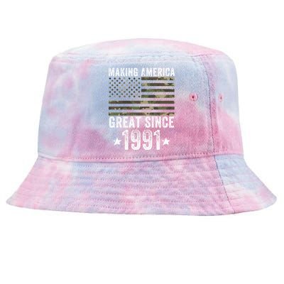 Making America Great Since 1991 30th Birthday 30 Years Old Cute Gift Tie-Dyed Bucket Hat