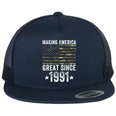 Making America Great Since 1991 30th Birthday 30 Years Old Cute Gift Flat Bill Trucker Hat