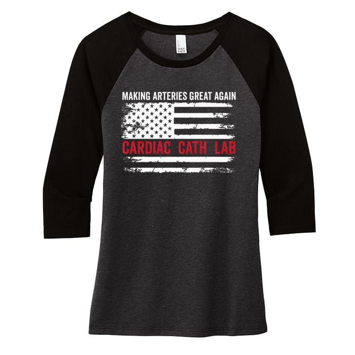 Making Arteries Great Again Women's Tri-Blend 3/4-Sleeve Raglan Shirt