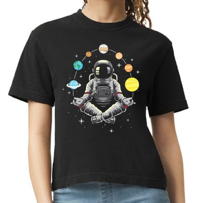 Meditating Astronaut Galaxy Spaceman Astronomer Cosmos Comfort Colors Boxy T-Shirt