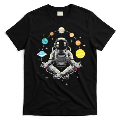 Meditating Astronaut Galaxy Spaceman Astronomer Cosmos T-Shirt