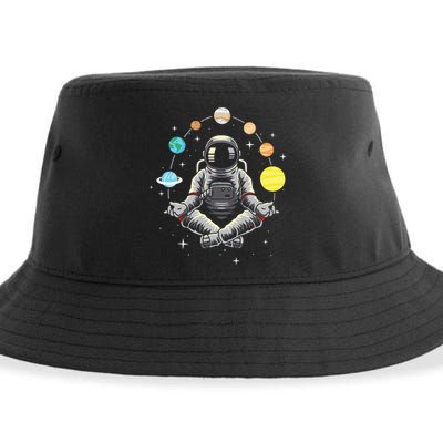 Meditating Astronaut Galaxy Spaceman Astronomer Cosmos Sustainable Bucket Hat