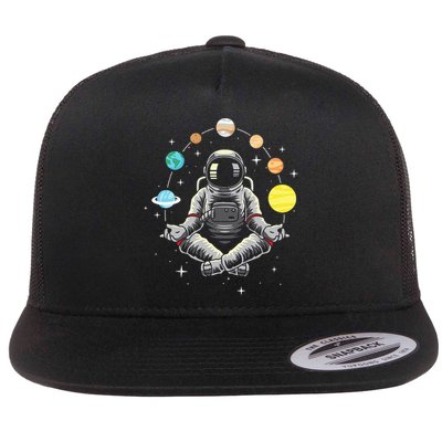 Meditating Astronaut Galaxy Spaceman Astronomer Cosmos Flatbill Hat