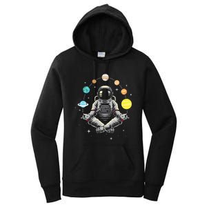 Meditating Astronaut Galaxy Spaceman Astronomer Cosmos Women's Pullover Hoodie