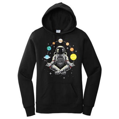 Meditating Astronaut Galaxy Spaceman Astronomer Cosmos Women's Pullover Hoodie
