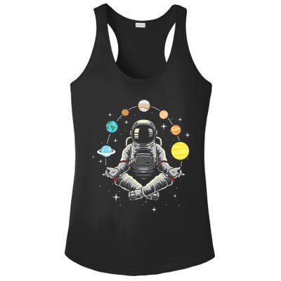 Meditating Astronaut Galaxy Spaceman Astronomer Cosmos Ladies PosiCharge Competitor Racerback Tank