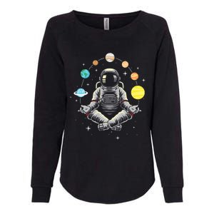 Meditating Astronaut Galaxy Spaceman Astronomer Cosmos Womens California Wash Sweatshirt