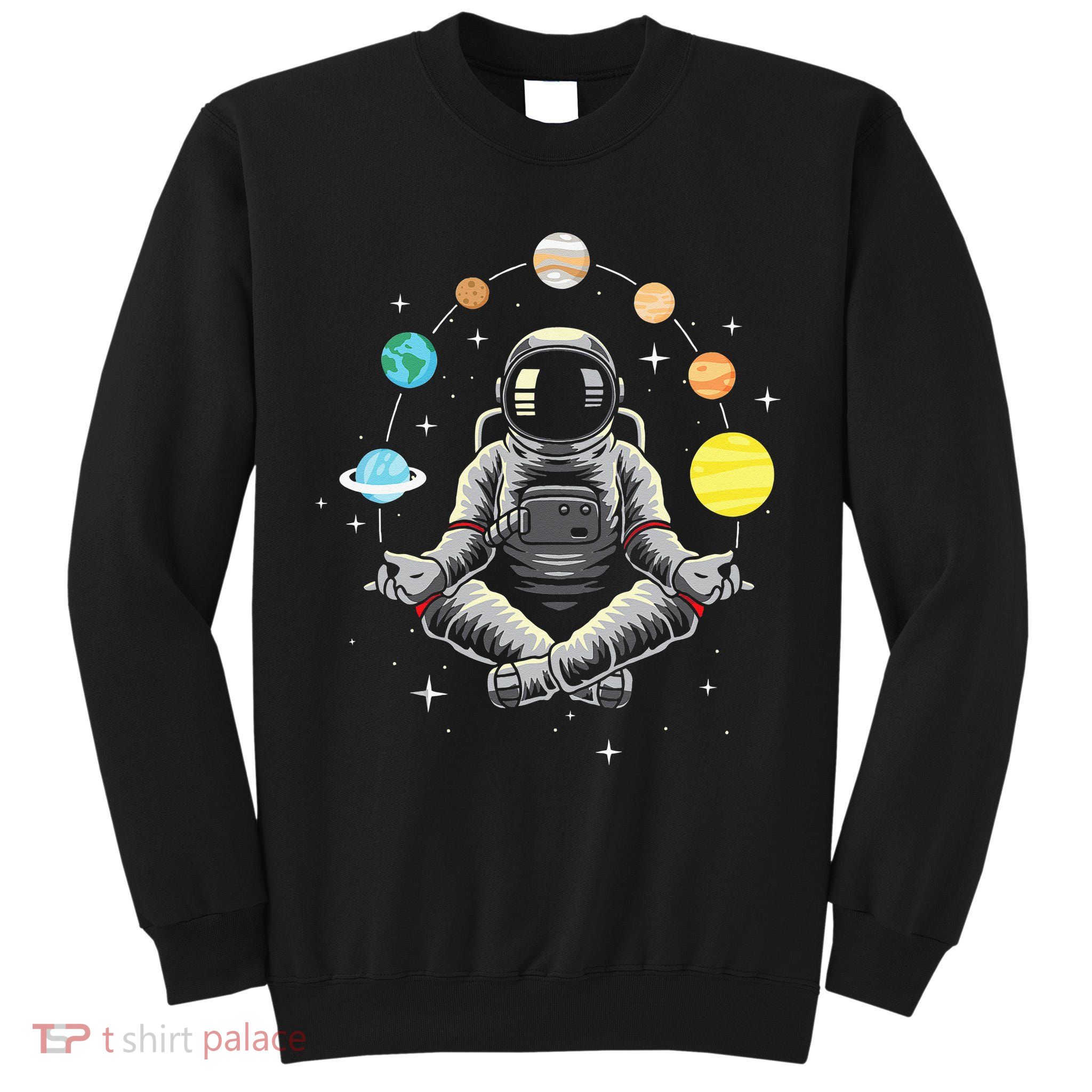 Meditating Astronaut Galaxy Spaceman Astronomer Cosmos Tall Sweatshirt