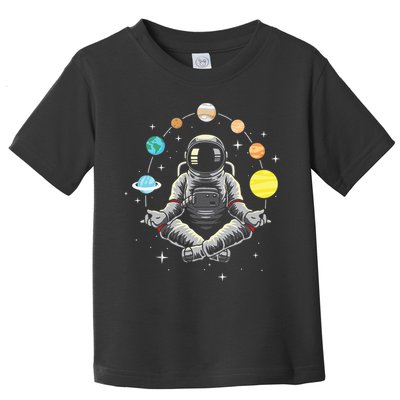Meditating Astronaut Galaxy Spaceman Astronomer Cosmos Toddler T-Shirt
