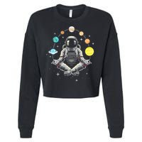 Meditating Astronaut Galaxy Spaceman Astronomer Cosmos Cropped Pullover Crew