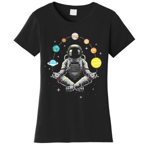 Meditating Astronaut Galaxy Spaceman Astronomer Cosmos Women's T-Shirt