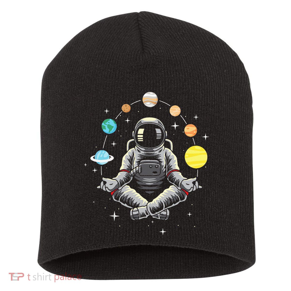 Meditating Astronaut Galaxy Spaceman Astronomer Cosmos Short Acrylic Beanie