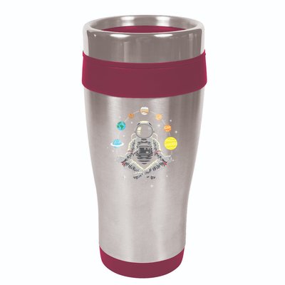 Meditating Astronaut Galaxy Spaceman Astronomer Cosmos 16oz Travel Tumbler