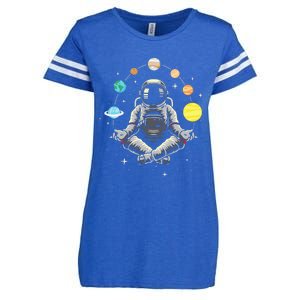 Meditating Astronaut Galaxy Spaceman Astronomer Cosmos Enza Ladies Jersey Football T-Shirt